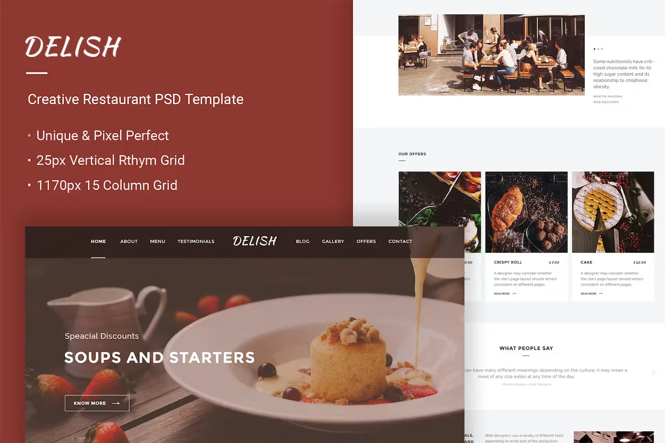 Delish - Creative Restaurant Website PSD Theme