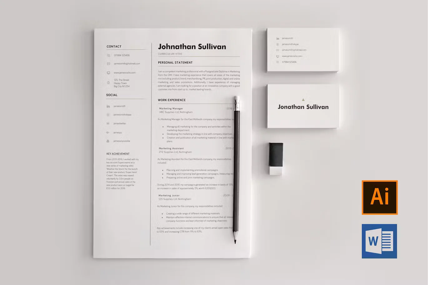 Word CV and Business Card - Personal ID