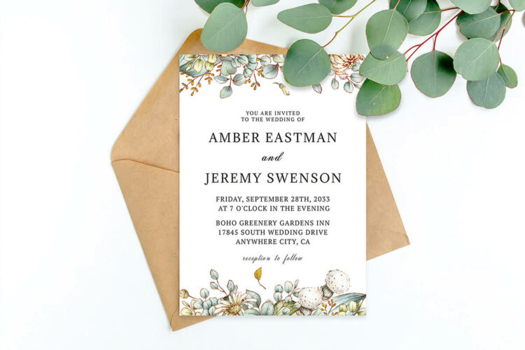 Greenery Wedding Invitation Template V2 Cover
