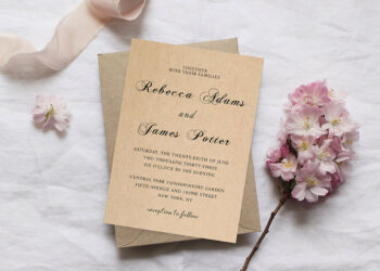 Kraft Rustic Wedding Invitation Template Cover
