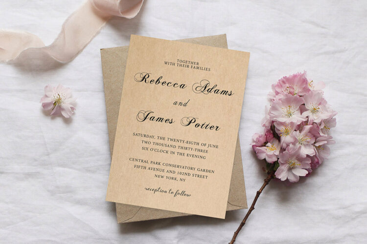 Kraft Rustic Wedding Invitation Template Cover