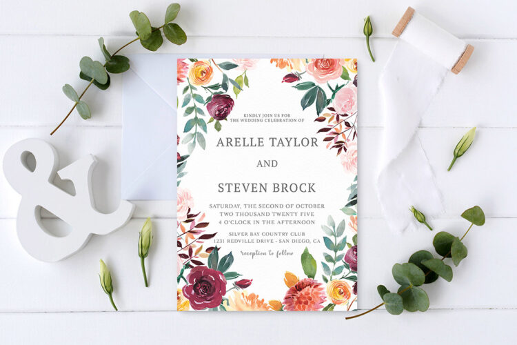 Rustic Bloom Wedding Invitation Template Cover