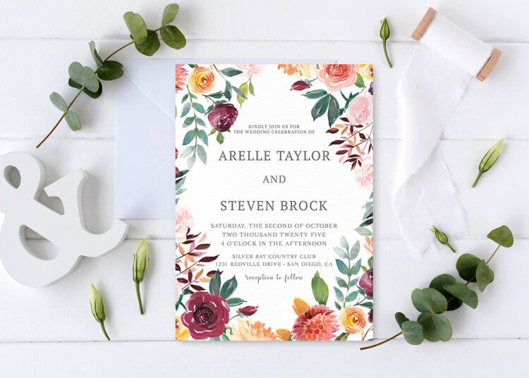 Rustic Bloom Wedding Invitation Template Cover