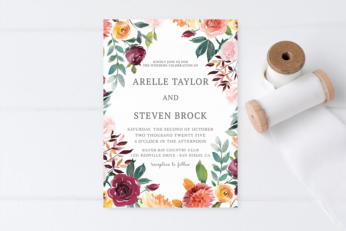 Rustic Bloom Wedding Invitation Template Preview 2