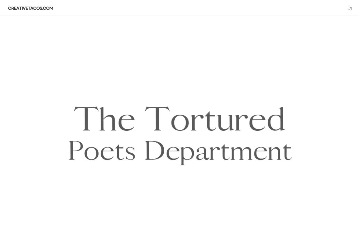 A picture of a title in a Taylor Swift fonts that says 'The Tortured Poets Department' with the website name 'CREATIVETACOS.COM' in the corner.
