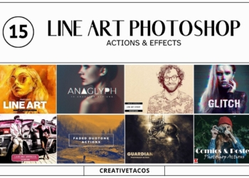 15 Lineart Photoshop Actions & Effects