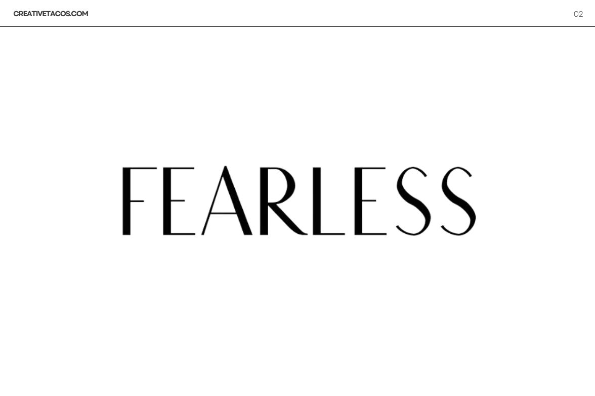 The word 'FEARLESS' displayed in bold, elegant Taylor Swift font on the CreativeTacos website.