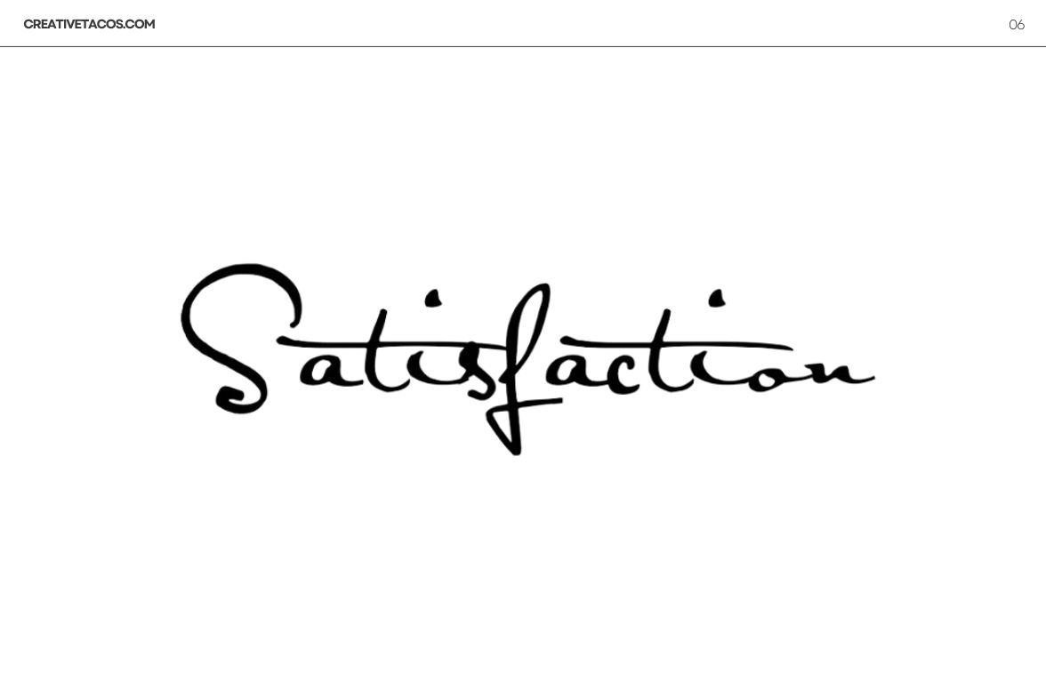 A cursive Taylor Swift font spells out 'Satisfaction' on the CreativeTacos website, reflecting a personalized touch.