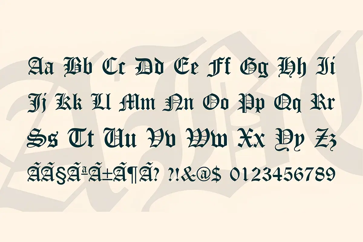 Canterbury Blackletter Font Preview 3