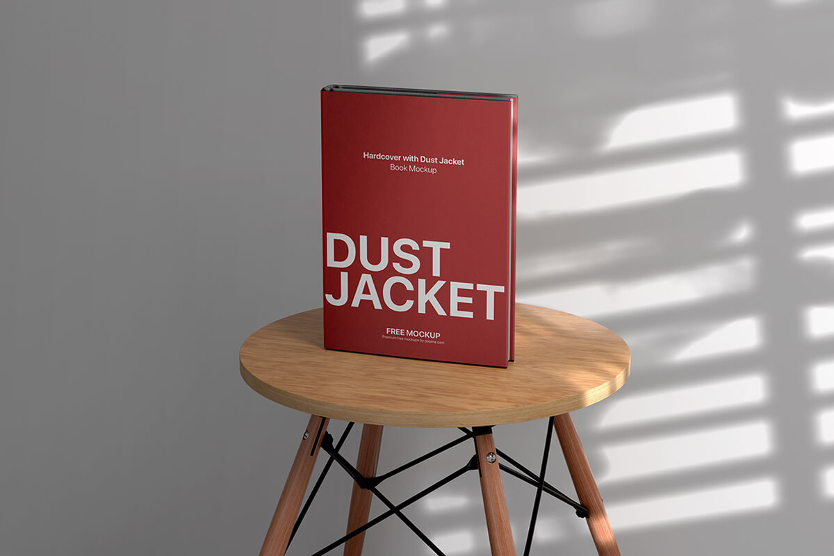 Hardcover Book on Wooden Stool Mockup Feature Image