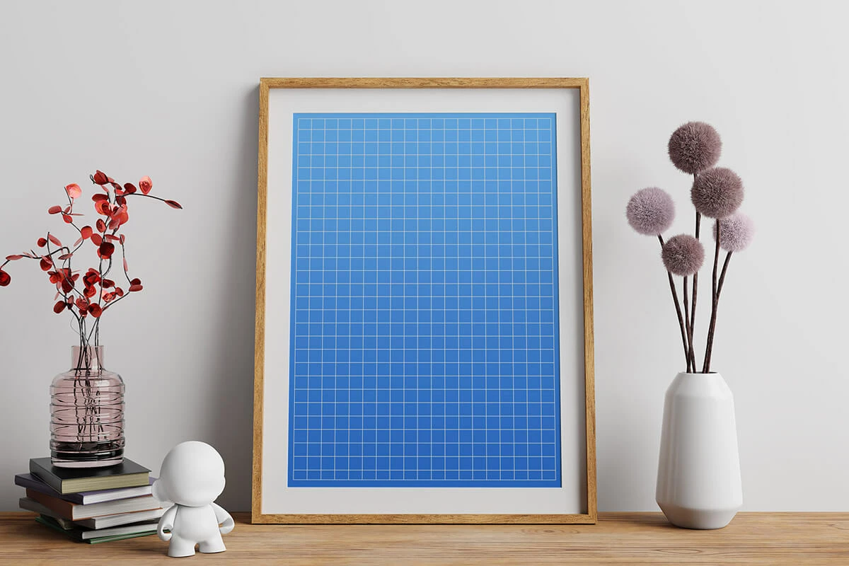 Free Mockup Wooden Picture Frame Preview 1