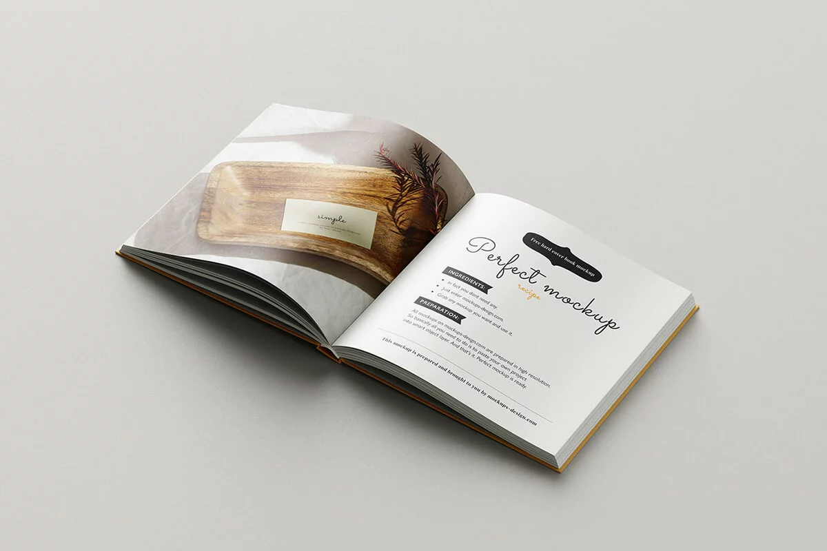 Free Square Book With Hardcover Mockup Preview 1