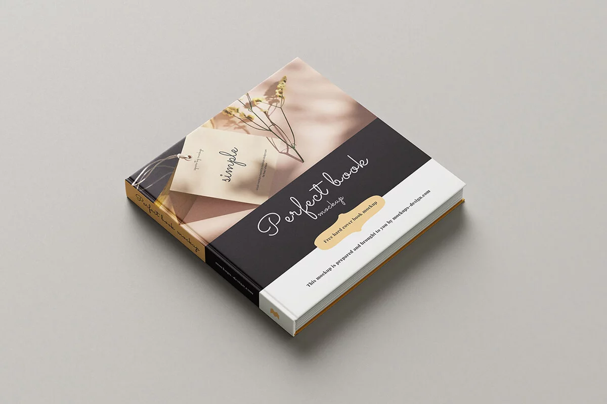 Free Square Book With Hardcover Mockup Preview 3