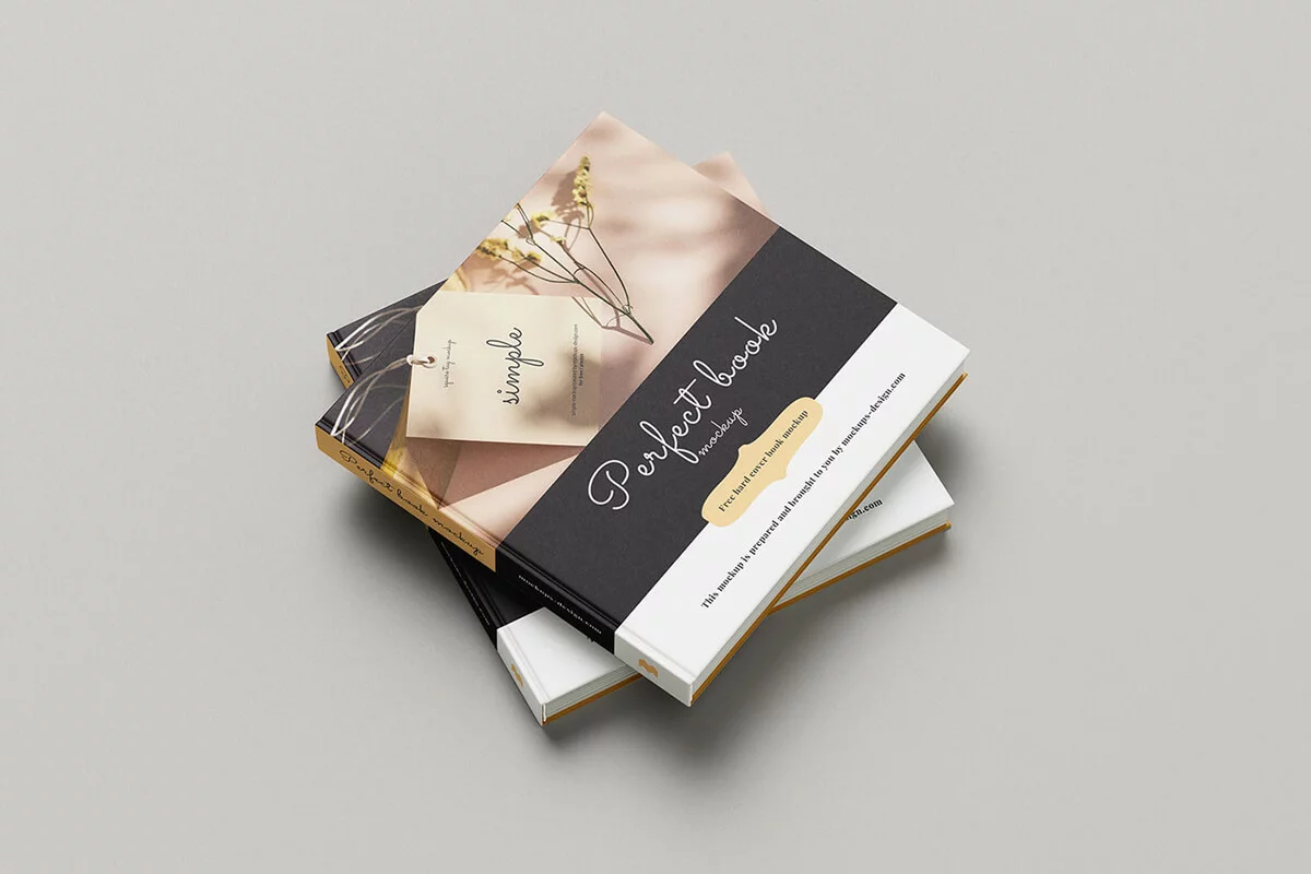 Free Square Book With Hardcover Mockup Preview 4