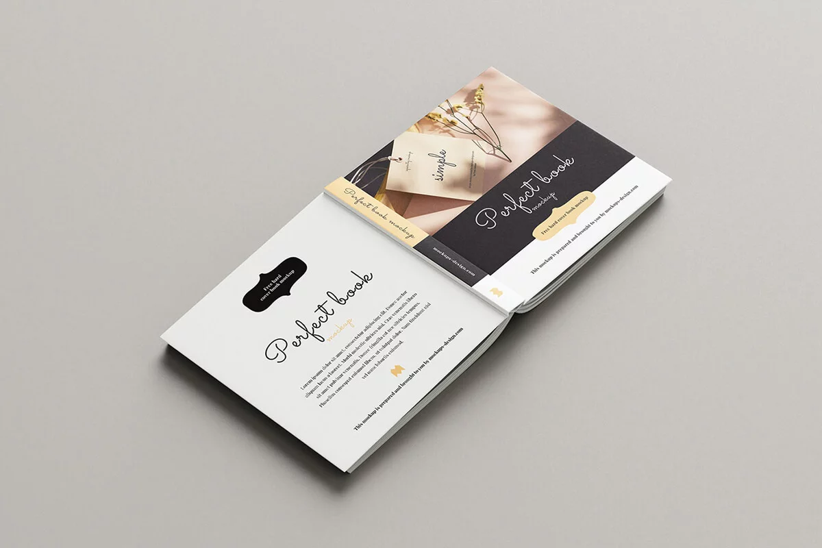 Free Square Book With Hardcover Mockup Preview 5