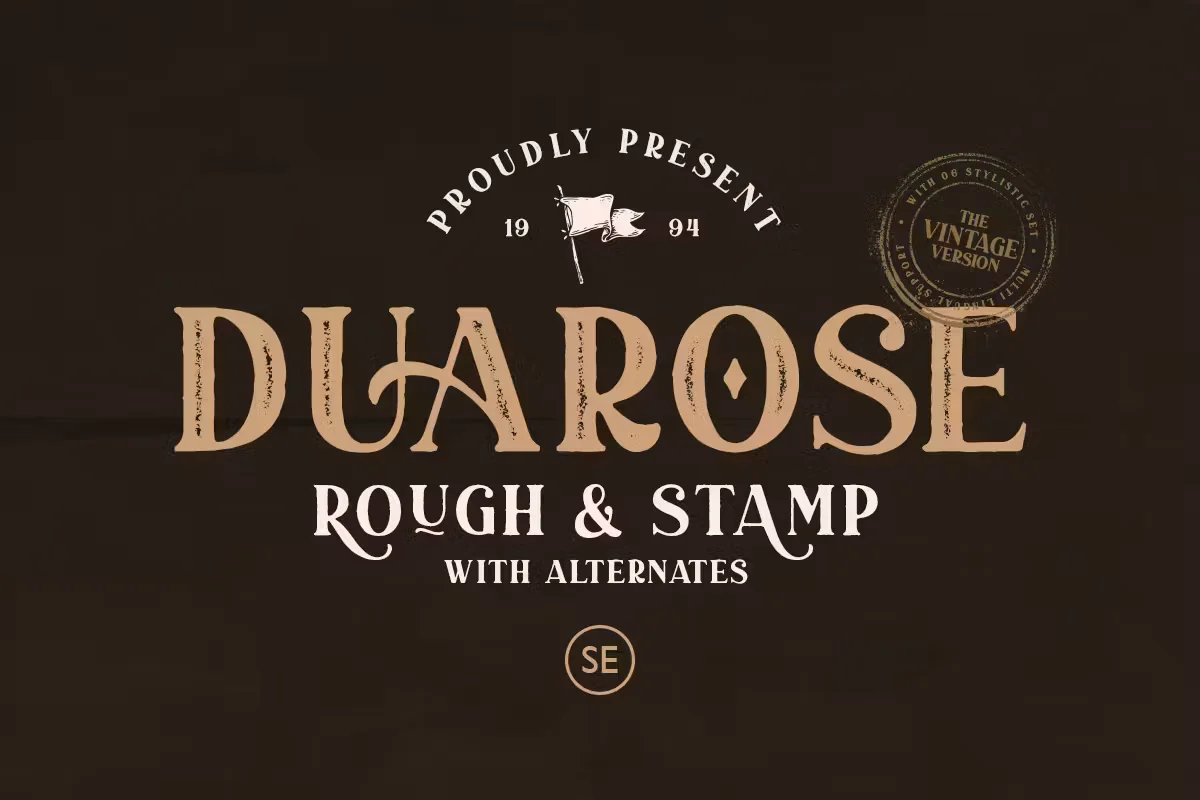 Duarose - Vintage Font (Rough & Stamp)