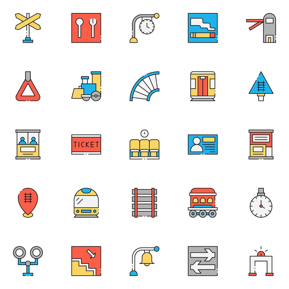 Free Colored Train Icons Preview