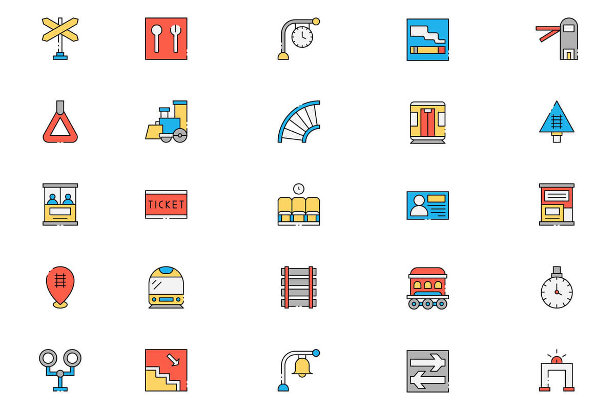 Free Colored Train Icons