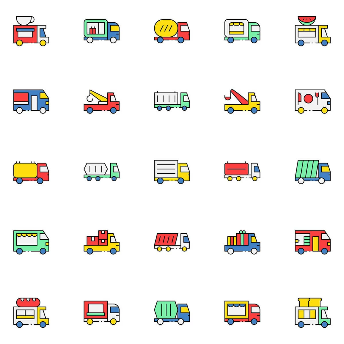 Free Colored Truck Icons Preview