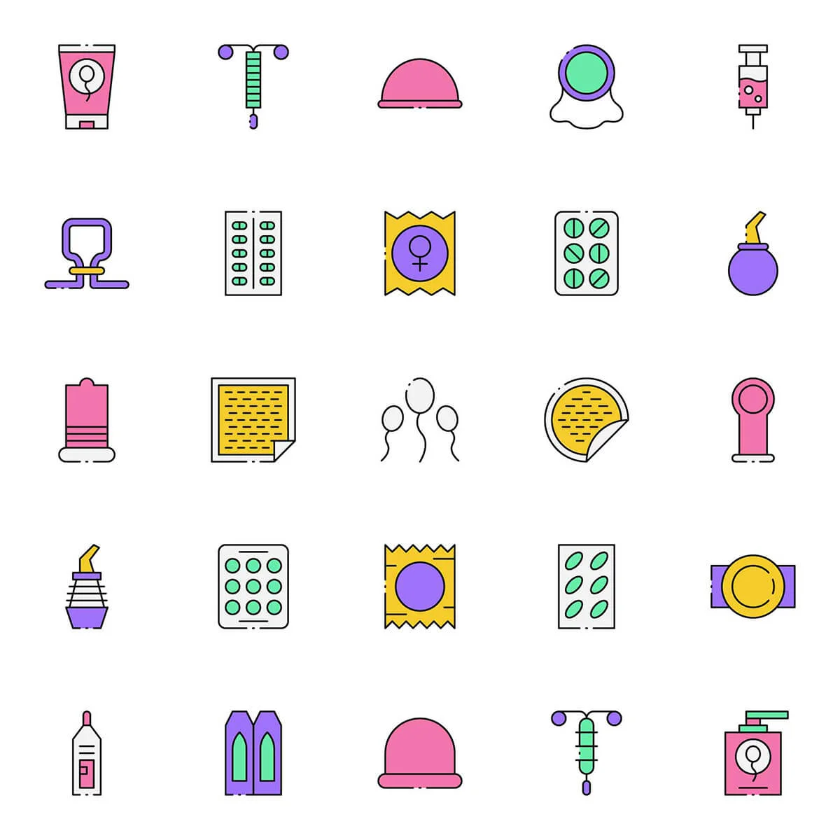Free Contraceptive Methods Icons Preview