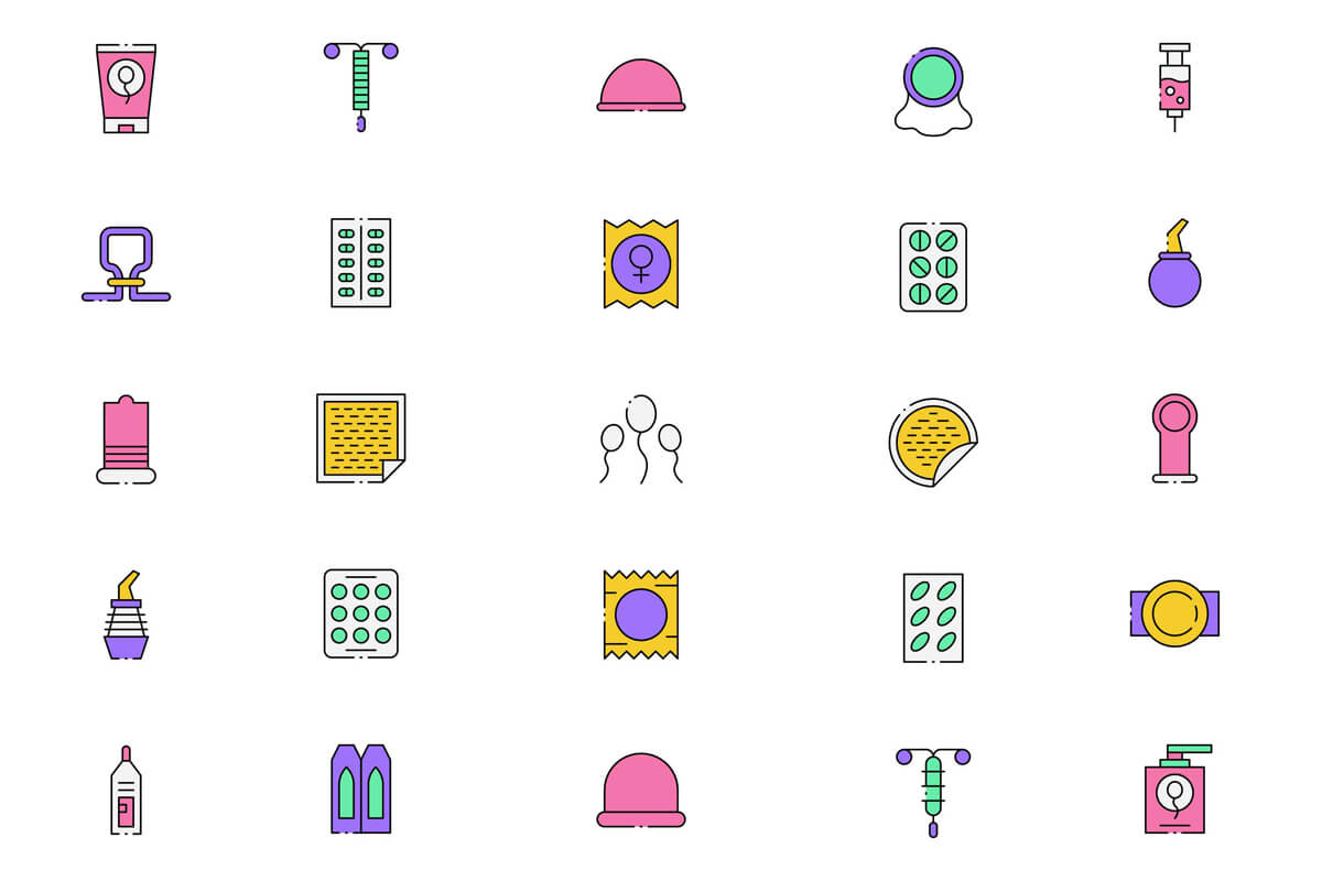 Free Contraceptive Methods Icons