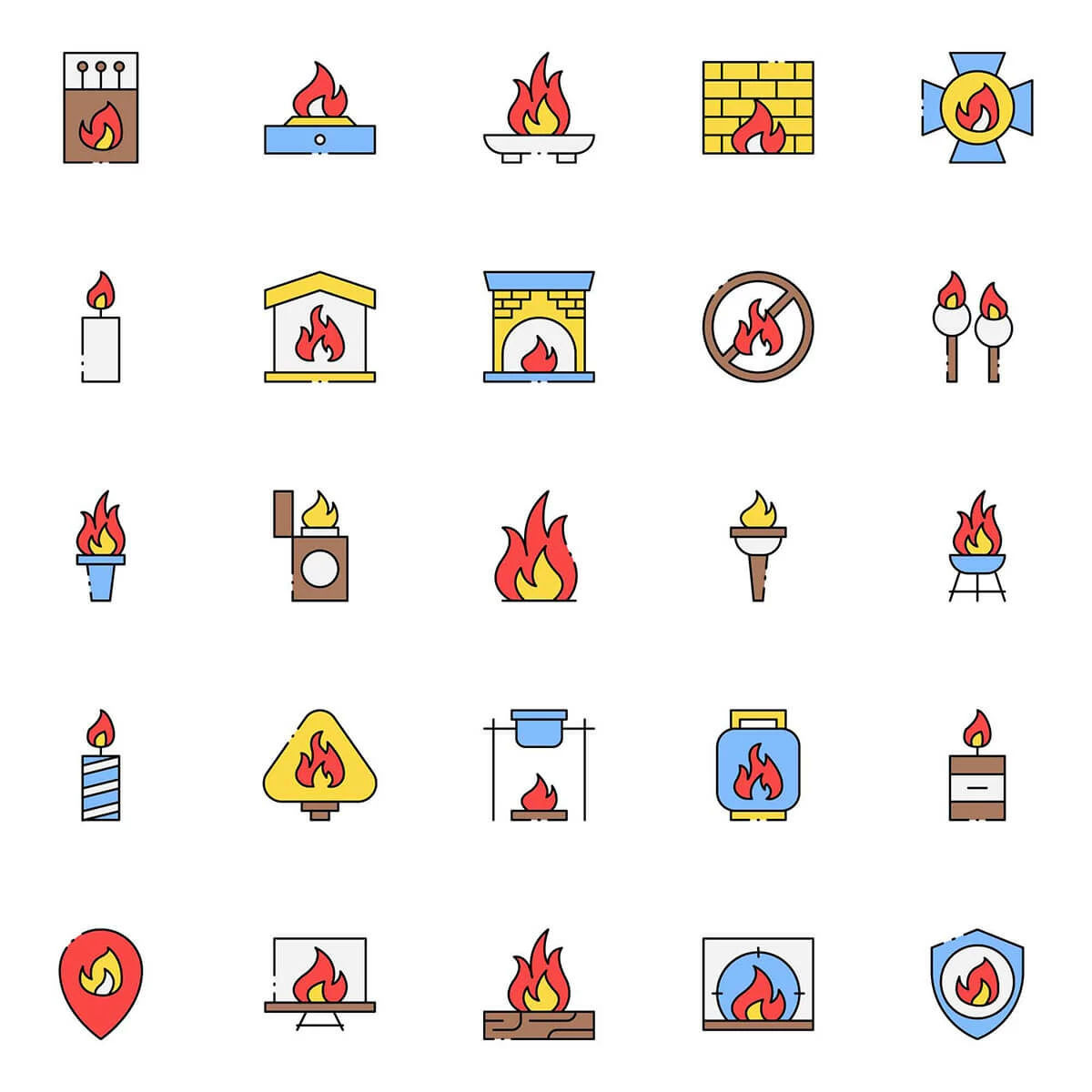 Free Fire Flame Icons Preview