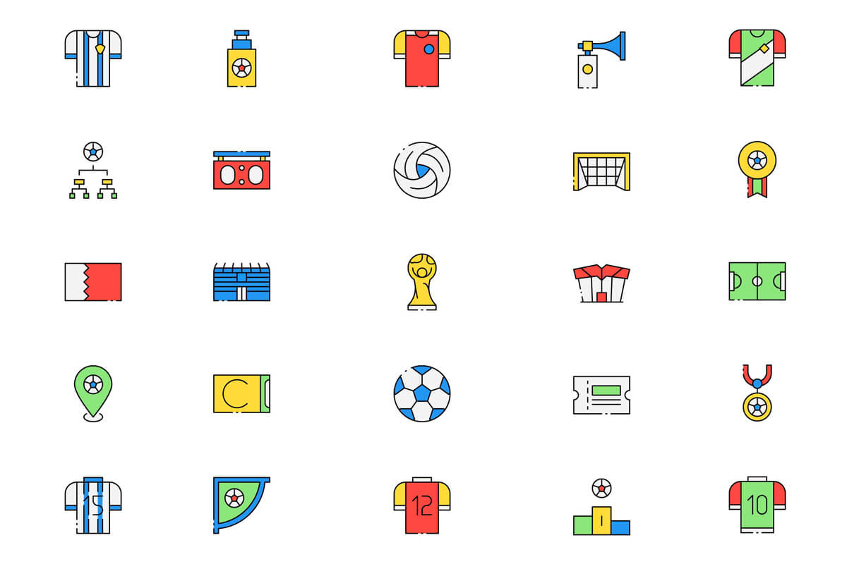 a set of colored icons