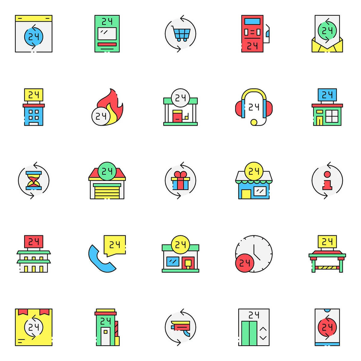 Free Twenty Four Hours Service Icons Preview