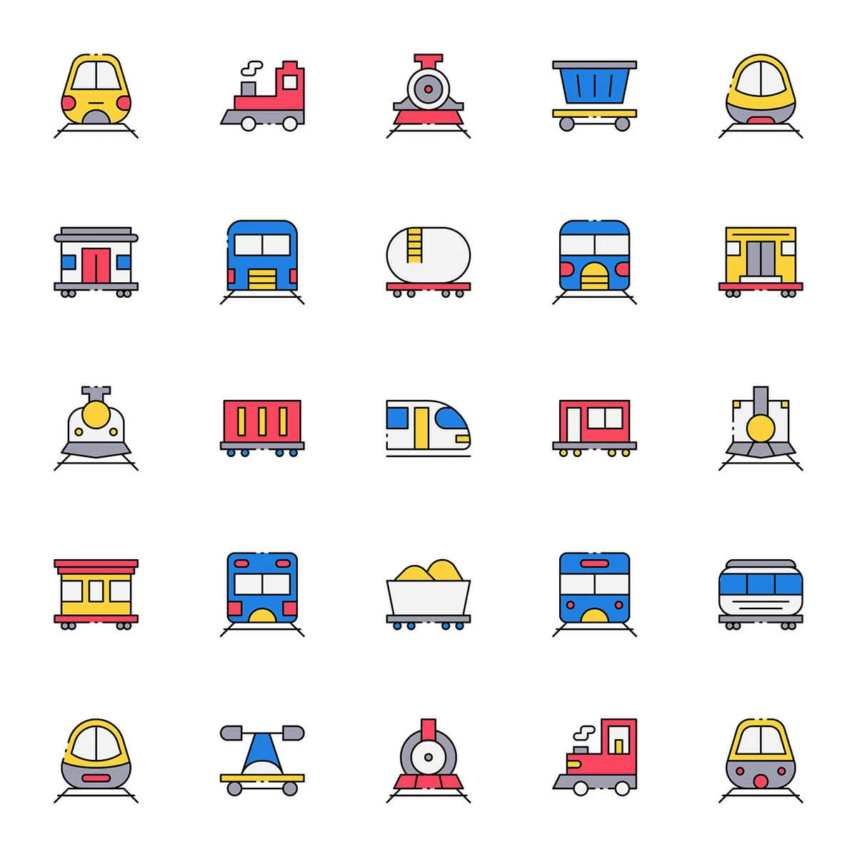 Free Variation of Train Icons Preview
