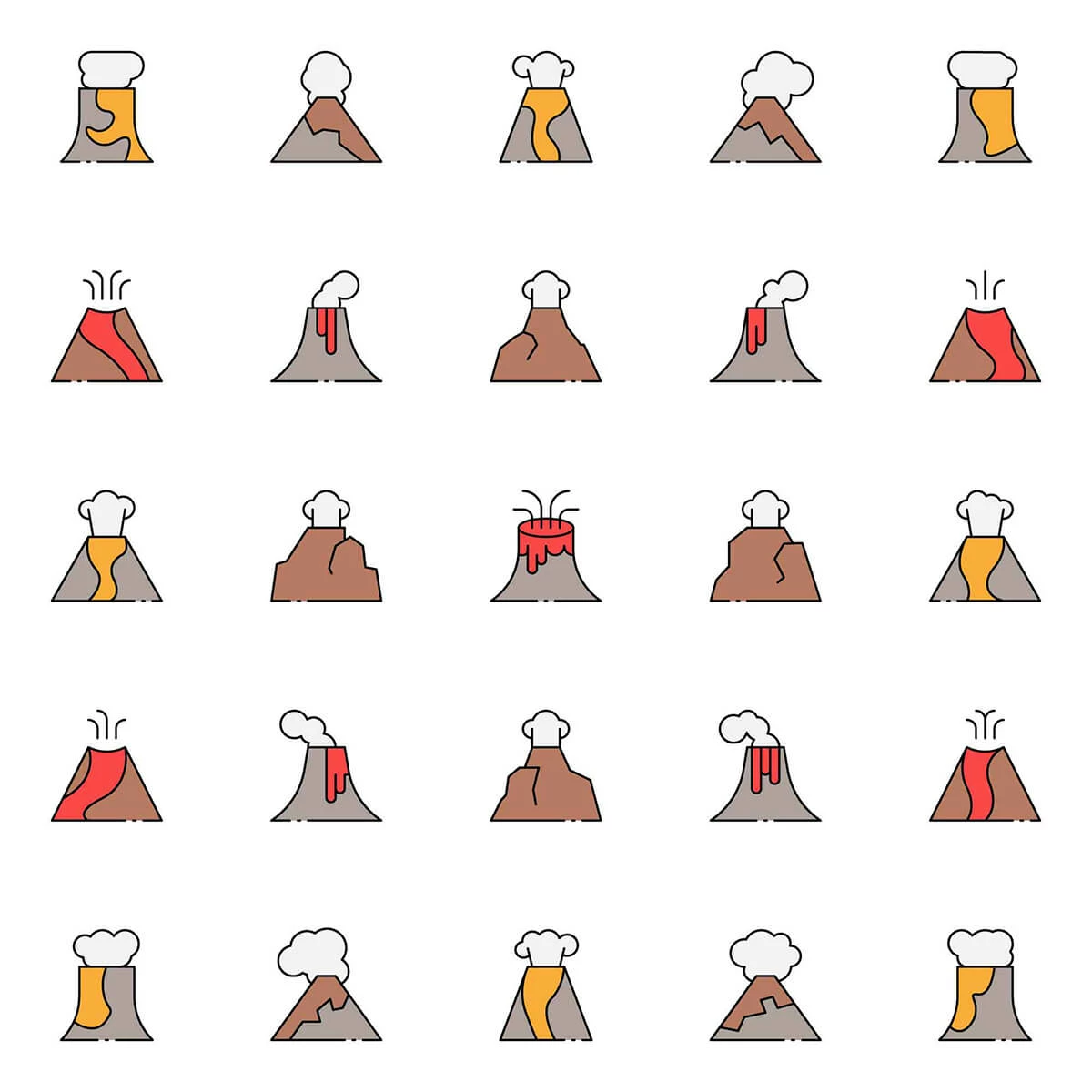 Free Volcano Eruption Icons Preview