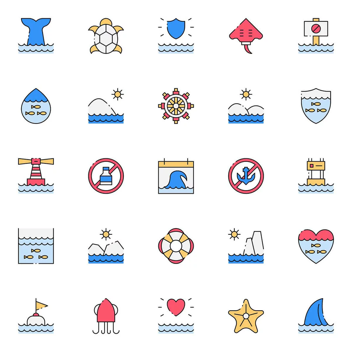 Free World Oceans Day Icons Preview