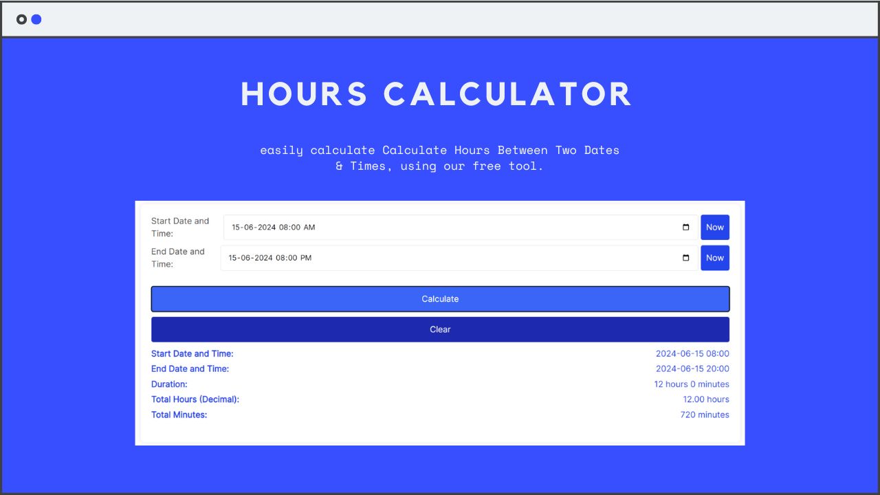 Calculate Hours Between Two Dates - Second Calculator