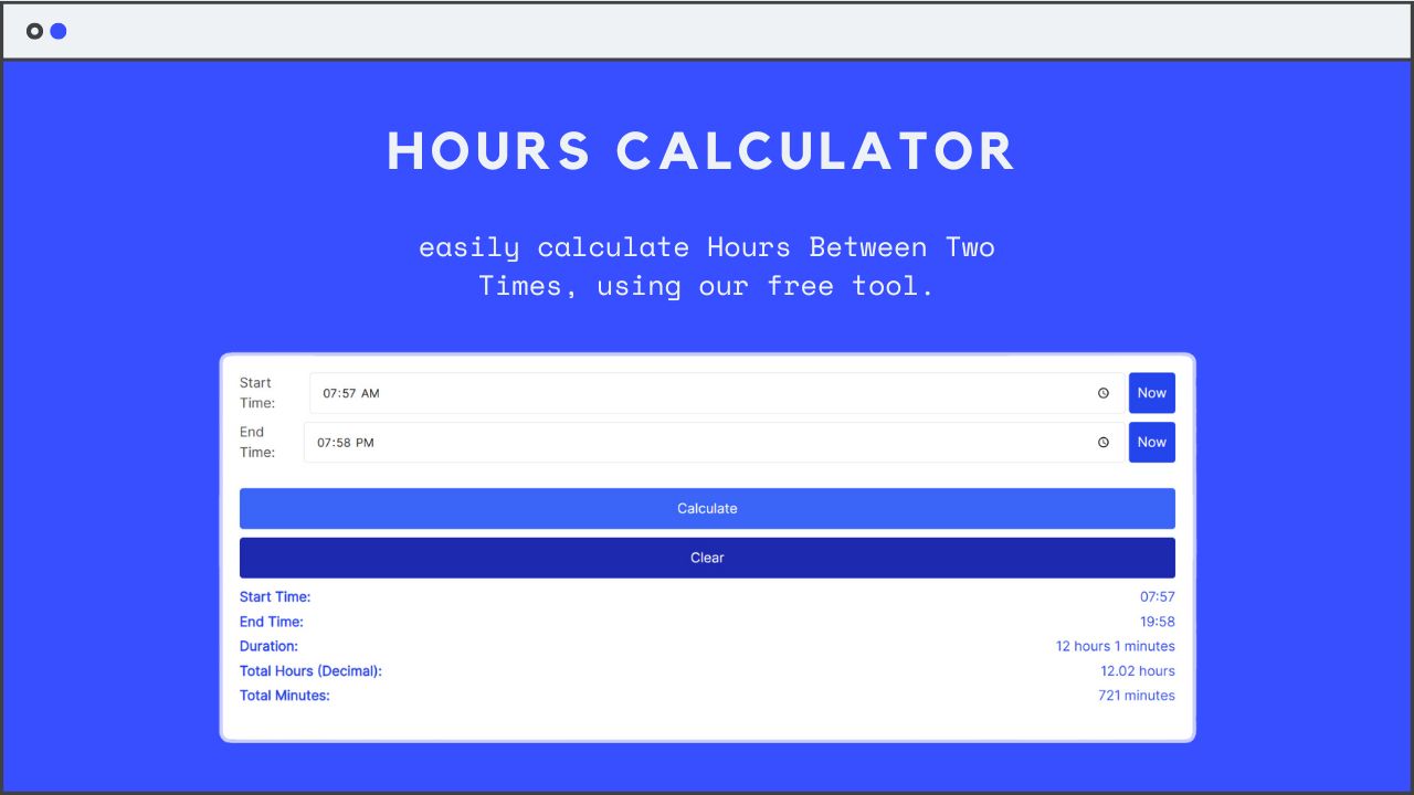 a screenshot of a hours calculator