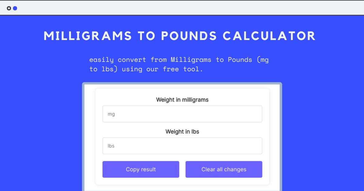 a screenshot of a calculator showing Milligrams to Pounds