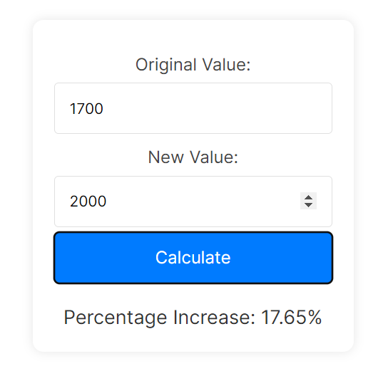 a screenshot of a Percentage Increase Calculator