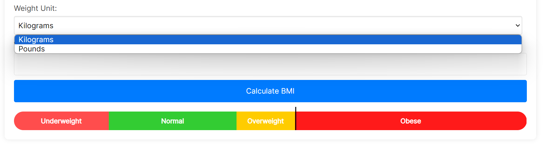 Body Mass Index (BMI) Calculator Tool