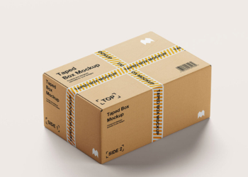 Taped Cardboard Box Mockup Pack Feature Image