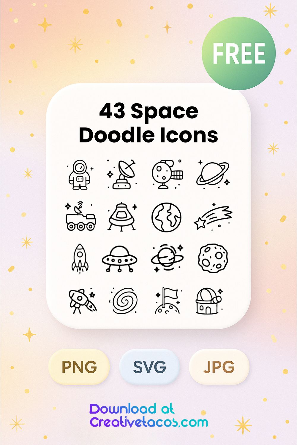 43 Space Doodle Icons Set 2 43 Space Doodle Icons Set